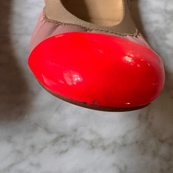 J.Crew Leather Ballet Flats Color Block Blush Coral Pink Size 10 - Picture 6 of 10